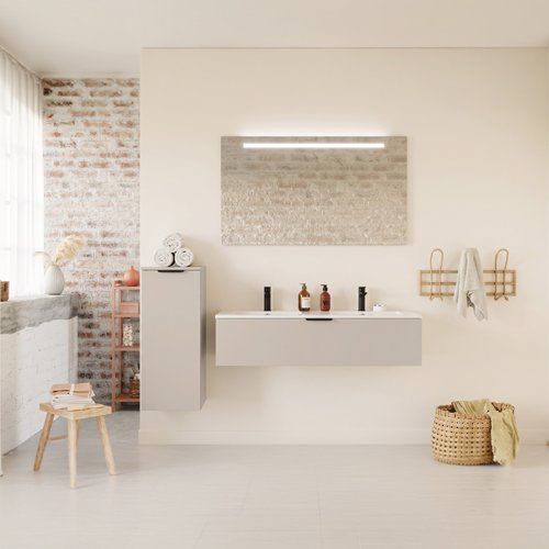 Meuble de salle de bain suspendu double vasque intégrée 120cm 1 tiroir Vert sauge - Venice