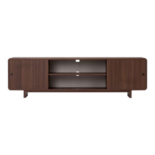 Meuble TV 2 portes 2 niches effet noyer 180 cm - Marno