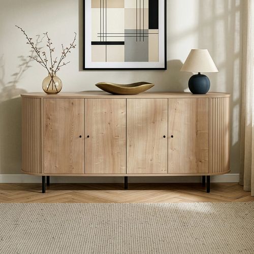 Buffet 4 portes effet chêne clair 180 cm - Piera