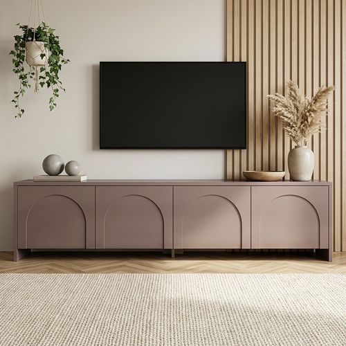 Meuble TV 4 portes taupe 180 cm - Vela