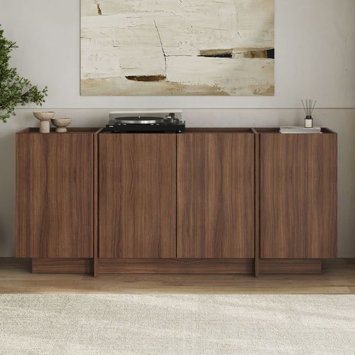 Buffet 4 portes effet noyer 180 cm - Amado