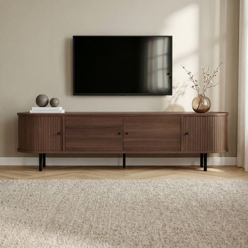 Meuble TV 4 portes effet noyer 180 cm - Enzia
