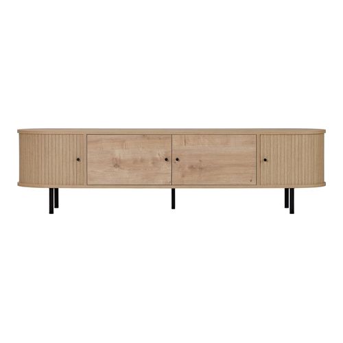 Meuble TV 4 portes effet chêne clair 180 cm - Enzia