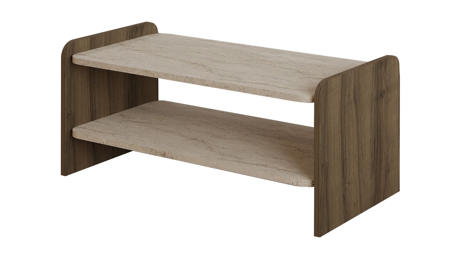 Table basse 1 niche effet travertin et noyer 89,8 cm - Cielo