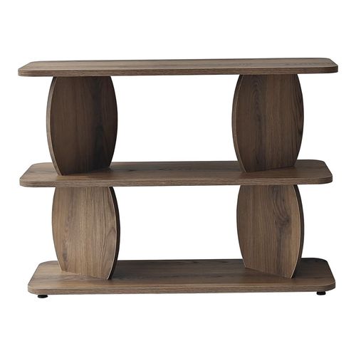 Table d'appoint 2 niches effet noyer 90 cm - Vero