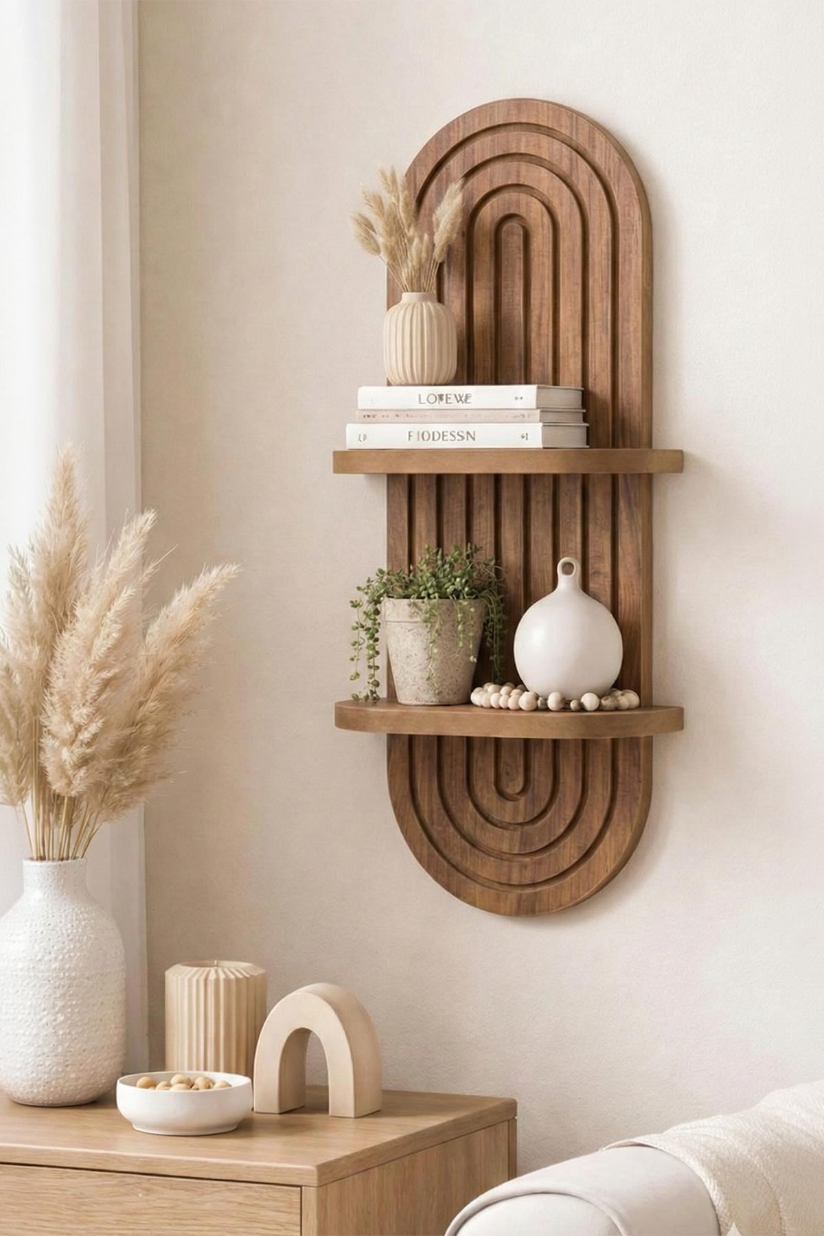 Étagère murale 2 niveaux effet chêne 26 cm -Sano
