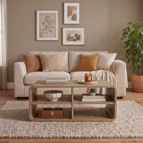 Table basse 4 niches naturel 80,3 cm - Grina