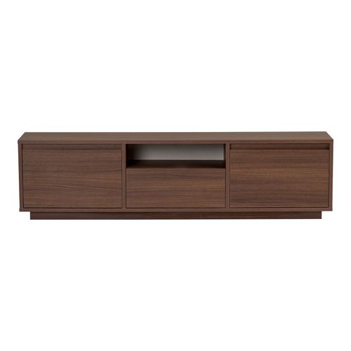 Meuble TV 3 portes 1 niche effet noyer 160 cm - Havia