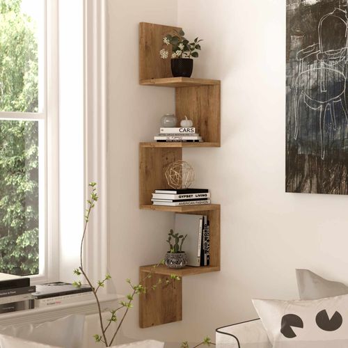 Étagère murale 4 niveaux effet pin 22 cm - Oriva