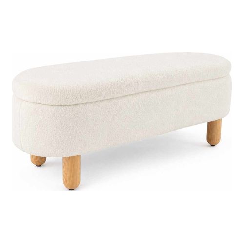 Banc coffre en tissu teddy blanc 120 cm - Solen