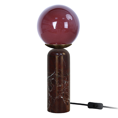 Lampe à poser sphérique en marbre bordeaux - taille M - Lazio