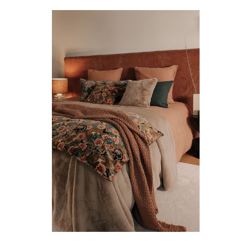Pack intérieur & Housse de coussin en velours imprimé bleu de Prusse 40x 60 cm - Boston