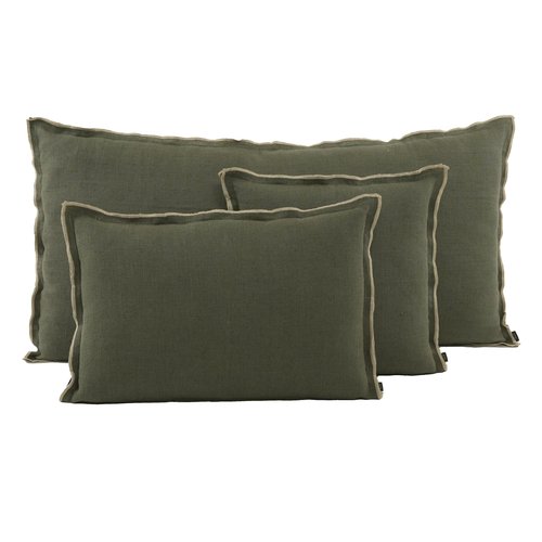 Pack intérieur & Housse de coussin en lin lavé kaki 40 x 60 cm - Seoni