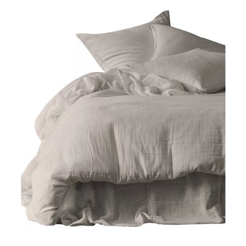 Pack 2 taies d'oreiller & Housse de couette en gaze de coton lavé Lin 260 x 240 cm - Mykonos