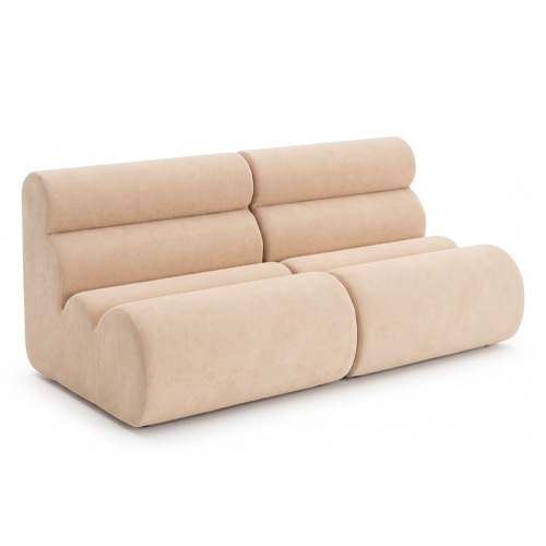 lot de 2 chauffeuses modulables en tissu chenille beige - Billie