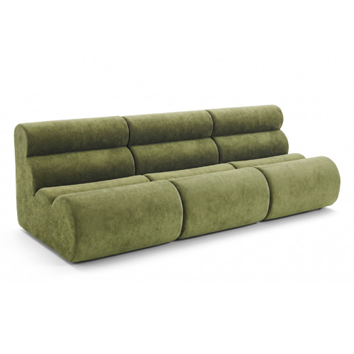 Lot de 3 chauffeuses modulables en tissu chenille vert kaki - Billie