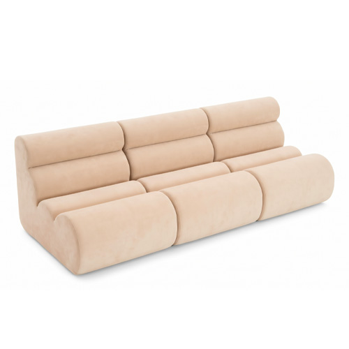 lot de 3 chauffeuses modulables en tissu chenille beige - Billie