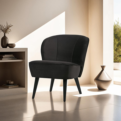 Fauteuil en velours anthracite - Collection Sara - Woood