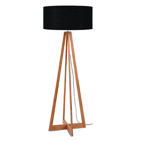 Lampadaire en bambou abat jour en lin noir - Collection Eeverest - Good&Mojo