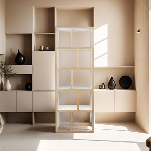 Etagère 5 niveaux 70cm en contreplaqué naturel et blanc - Collection Berlin - Temahome