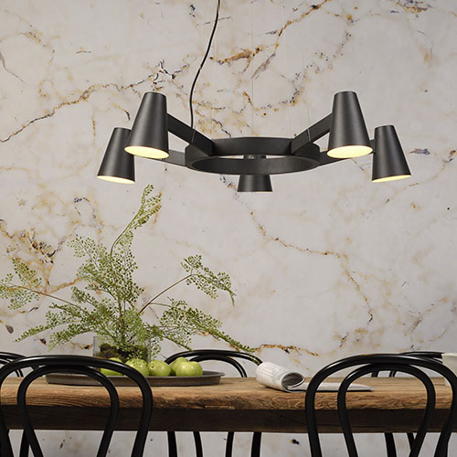 Suspension chandelier 5 branches en métal noir mat - Collection Chandelier - It's About Romi