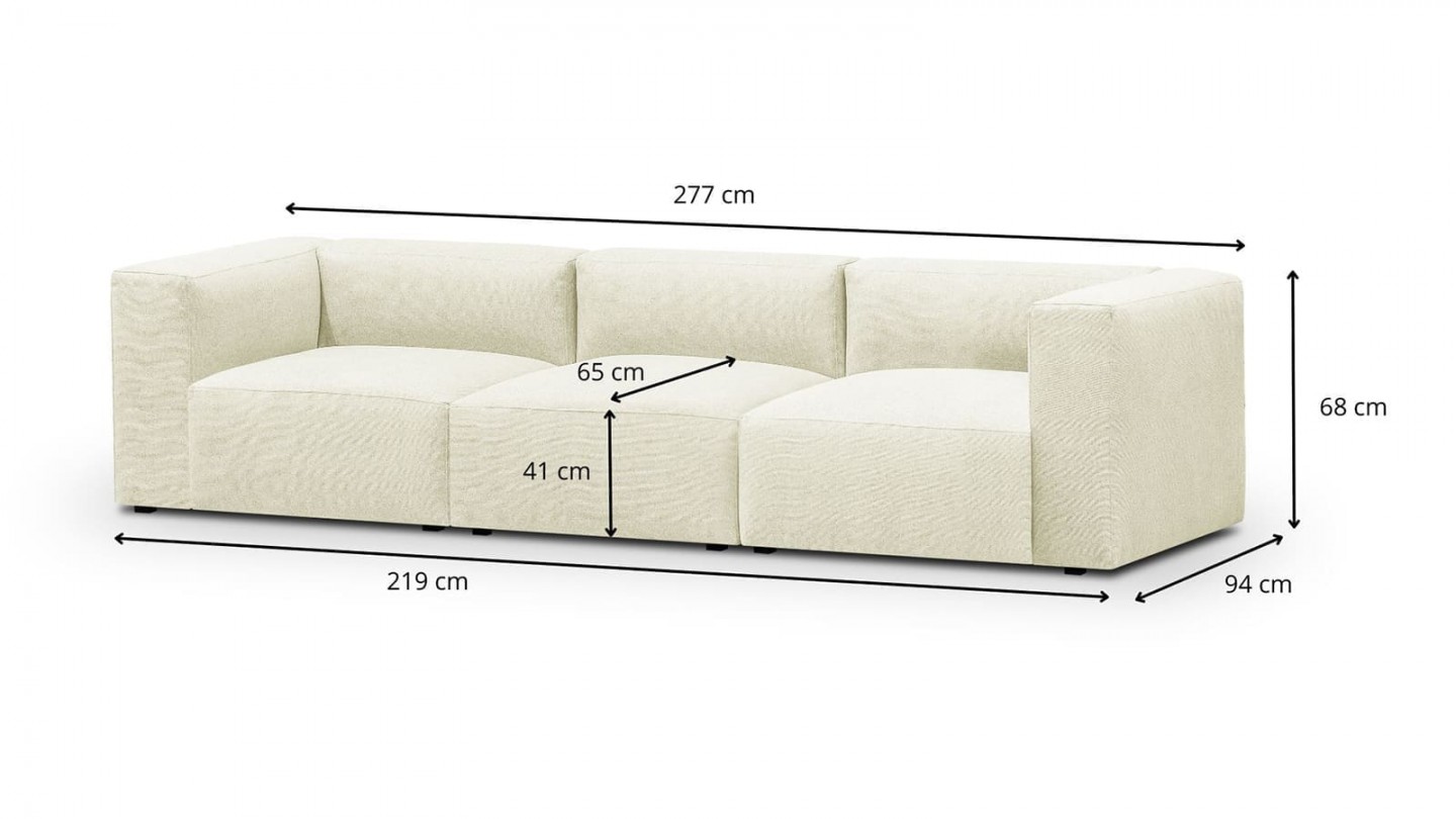 Canapé modulable 4 places en tissu ivoire - Modulo