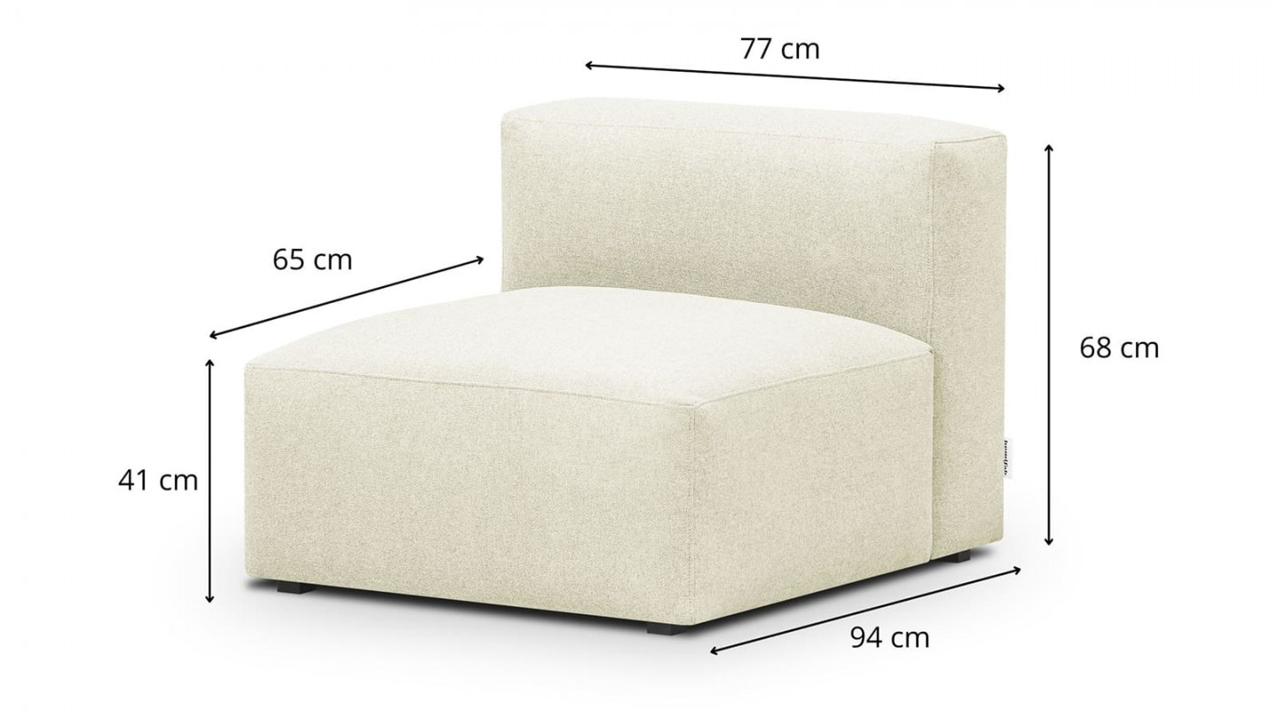 Canapé d'angle à droite modulable avec méridienne 4 places en tissu ivoire - Modulo