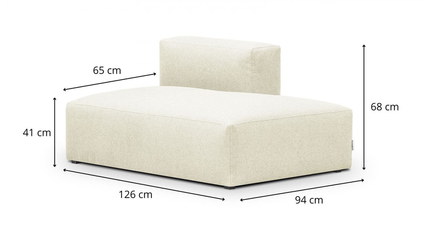 Canapé d'angle à gauche modulable avec méridienne 5 places en tissu ivoire - Modulo