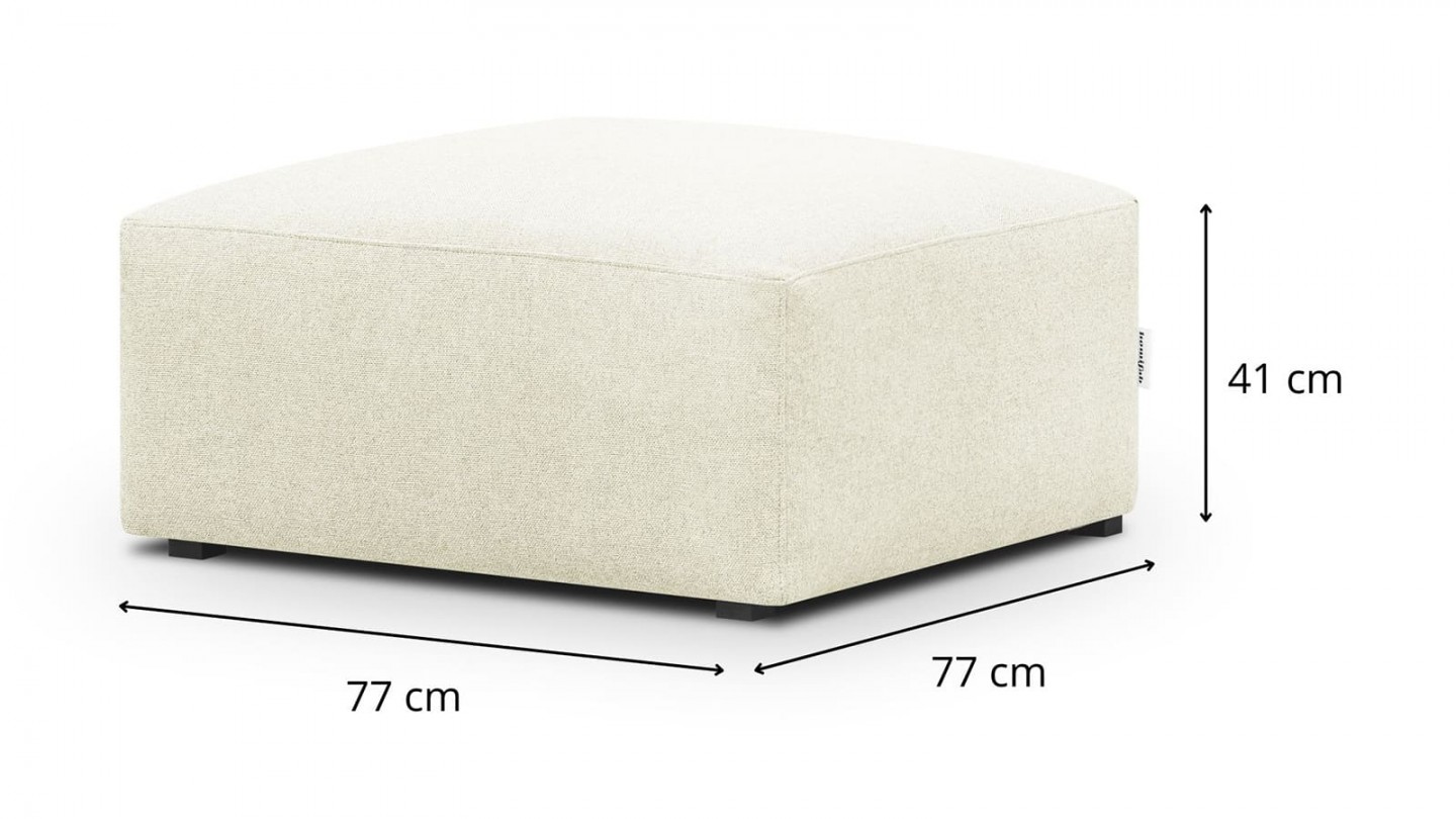 Pouf / repose-pieds modulable en tissu ivoire - Modulo