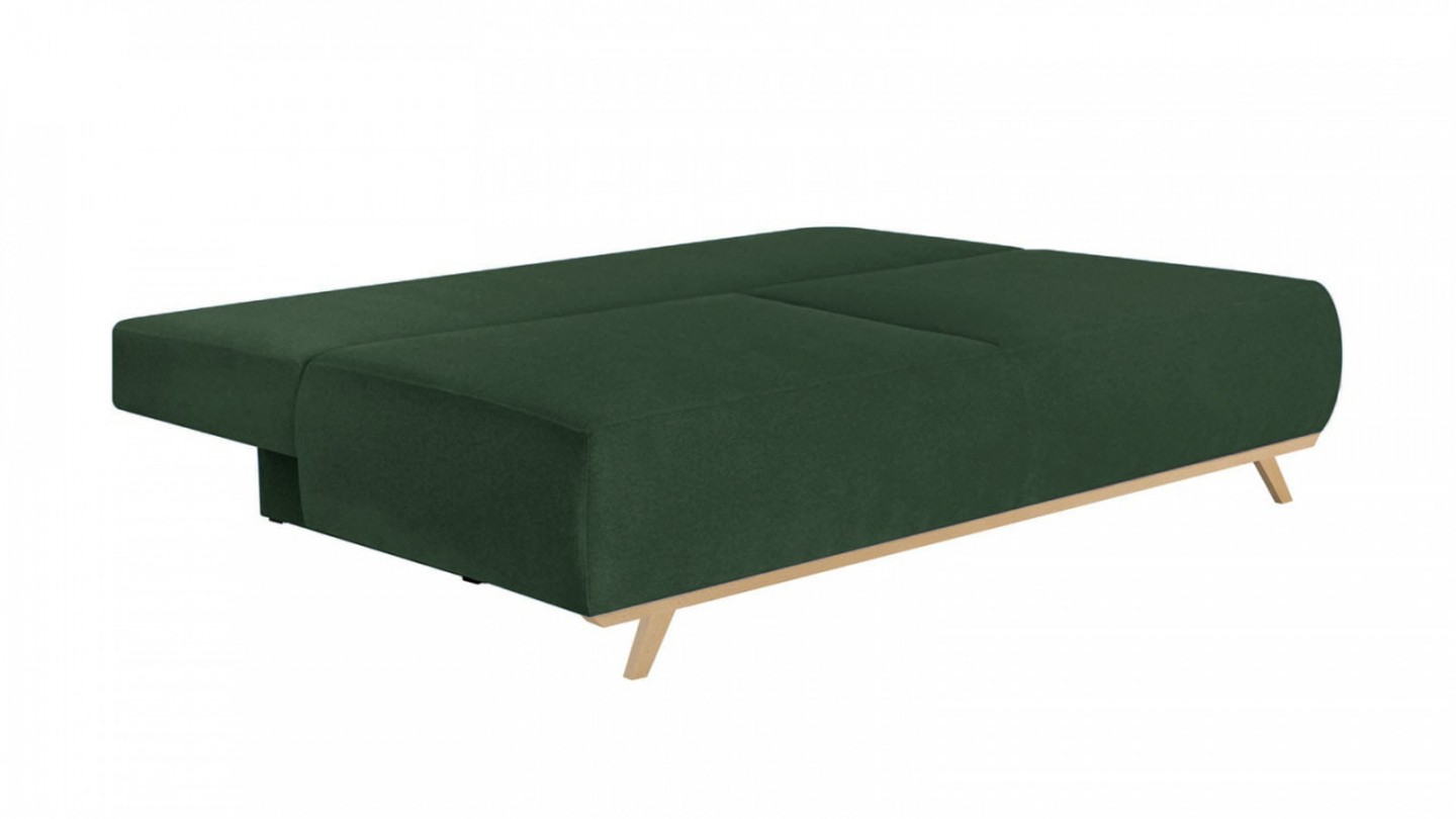 Canapé convertible 3 places avec coffre de rangement en tissu vert foncé - Laria New