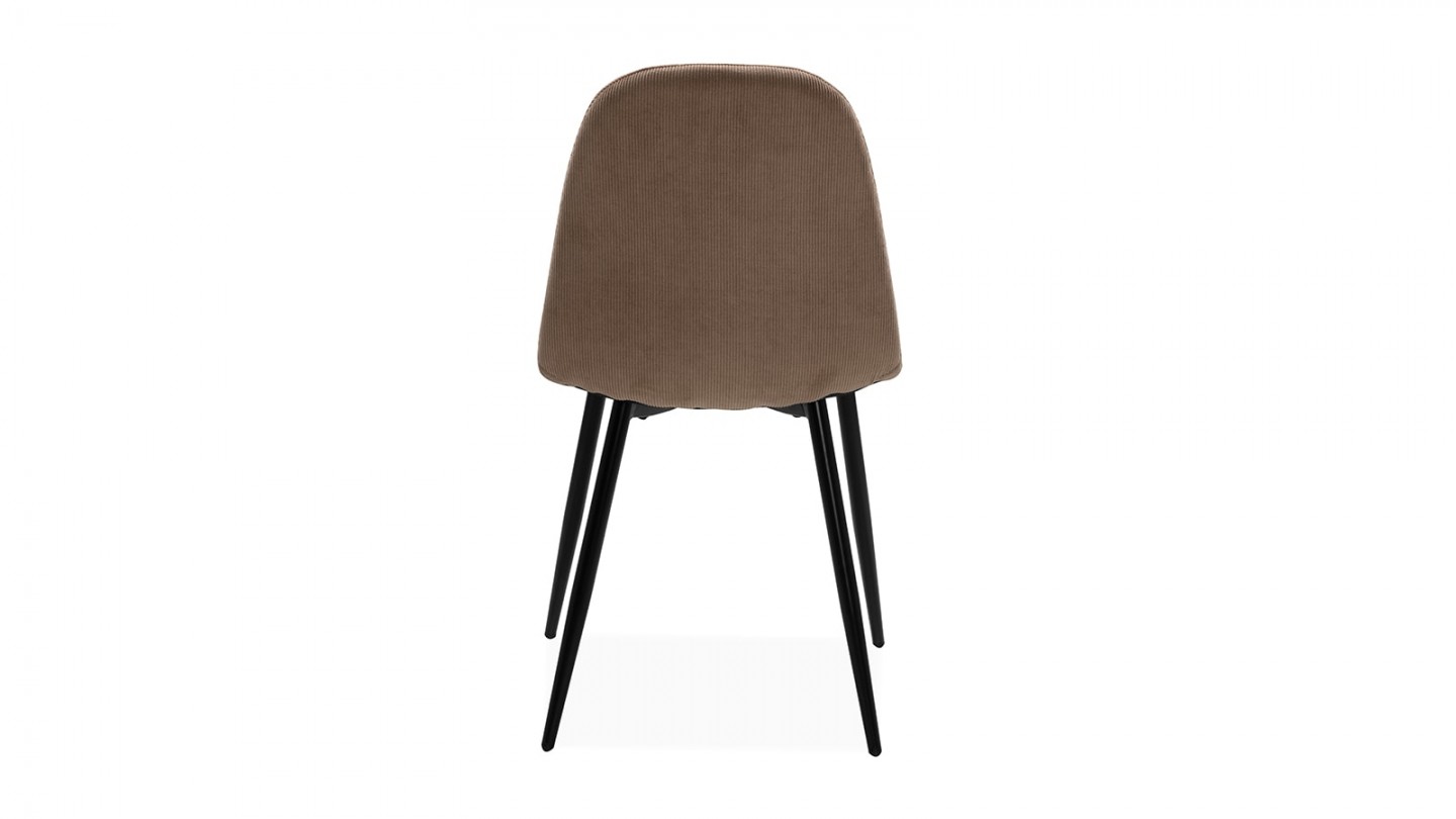 Lot de 4 chaises en velours côtelé marron, piètement métal noir - Anisa