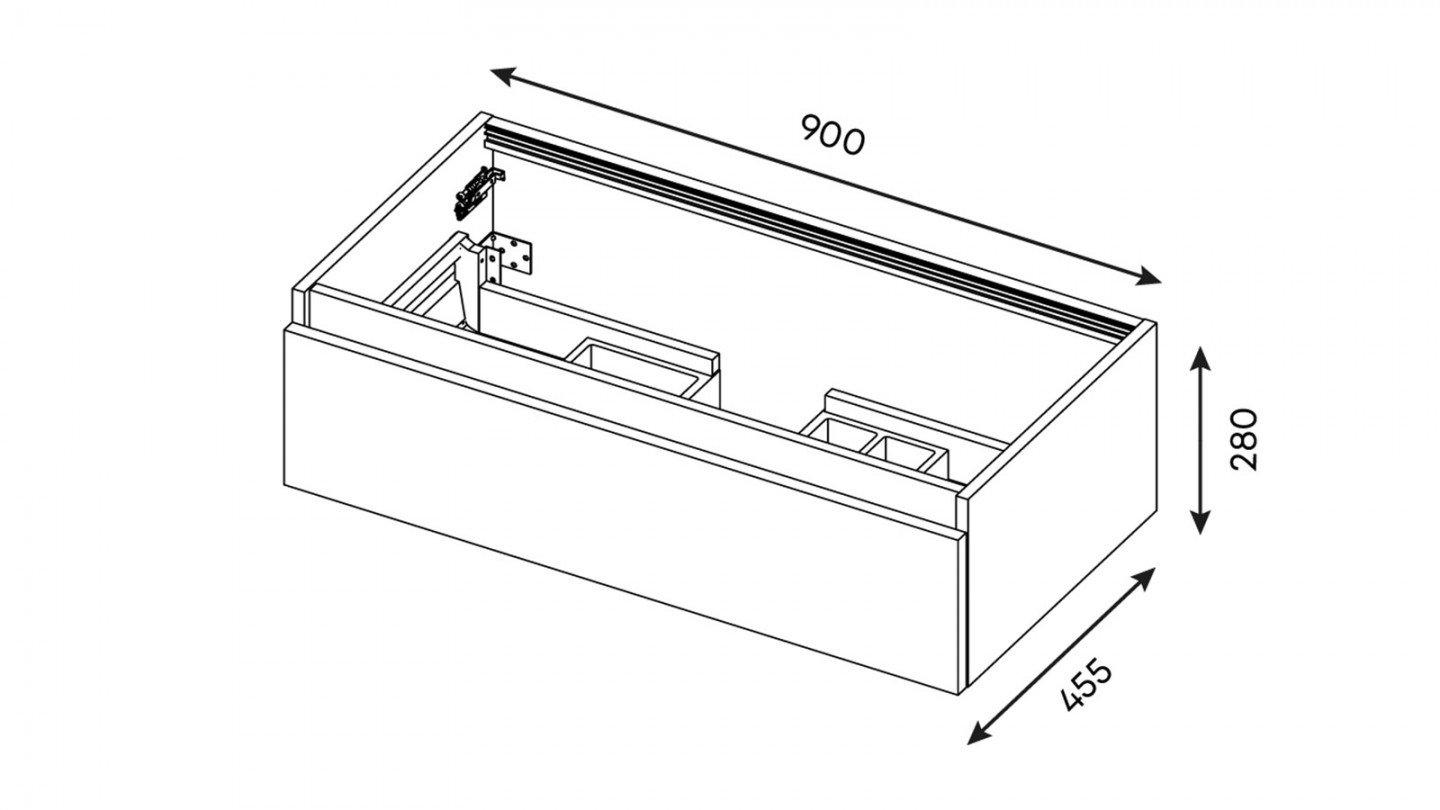 Meuble de salle de bain suspendu vasque intégrée 90cm 1 tiroir Chêne cannelé + miroir - Venice