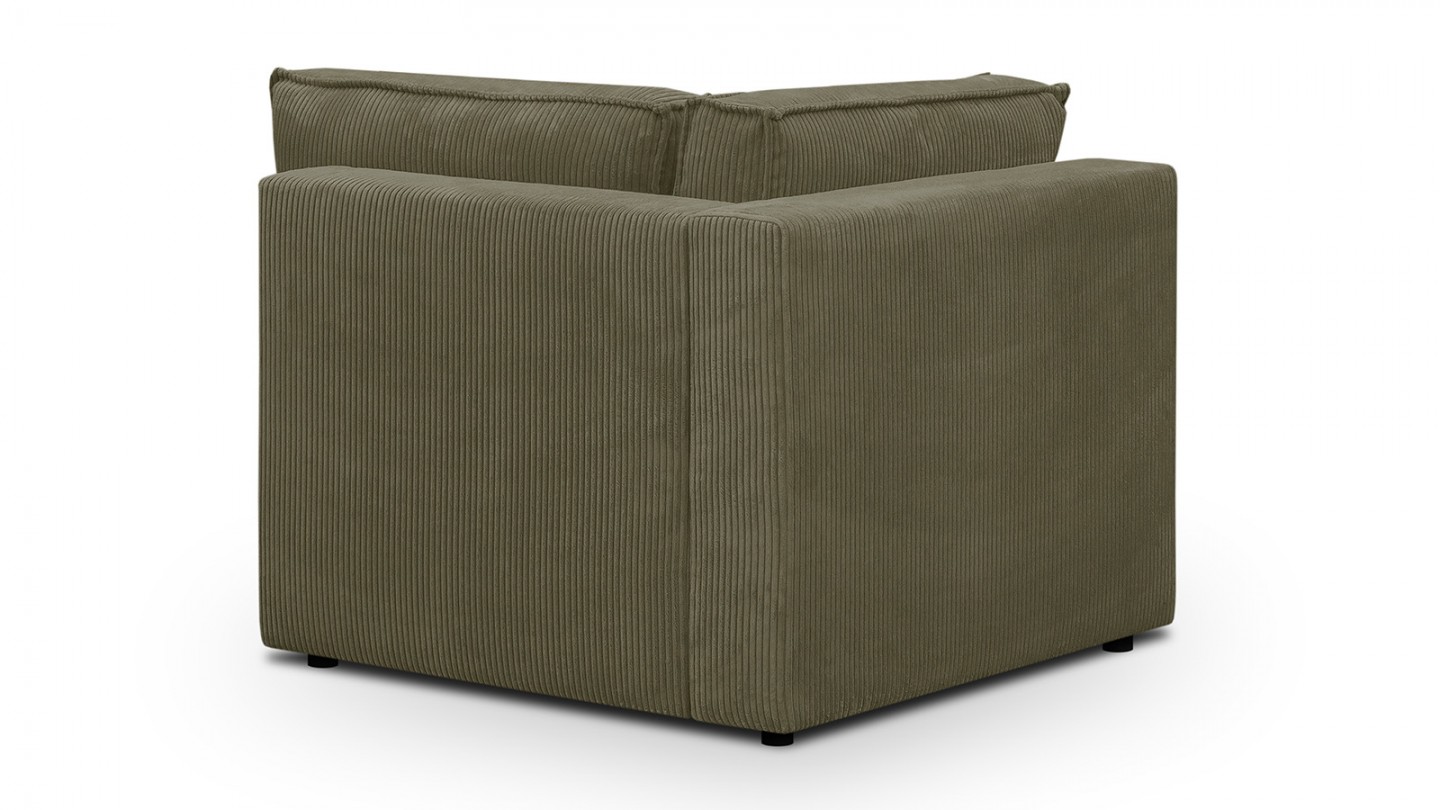 Module d'angle à droite en velours côtelé vert kaki - Harper Mod