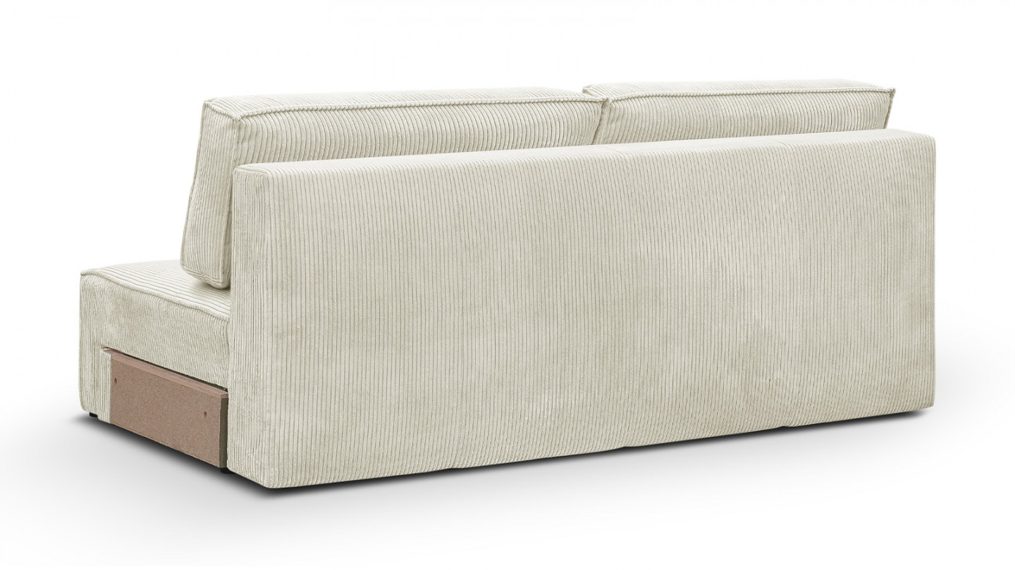 Canapé modulable convertible 5 places avec coffre de rangement en velours côtelé beige - Harper Mod