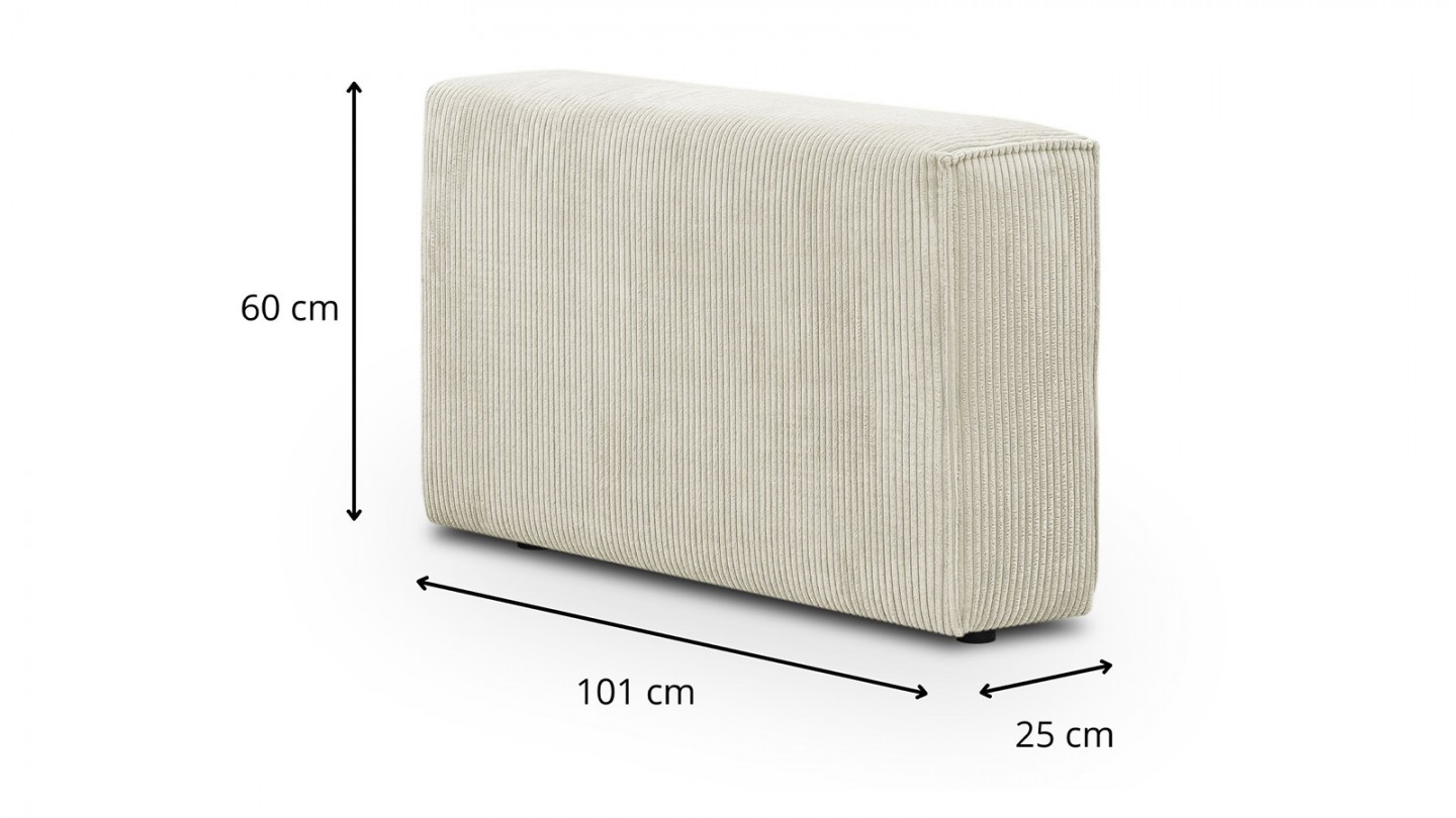 Canapé modulable convertible 5 places avec coffre de rangement en velours côtelé beige - Harper Mod