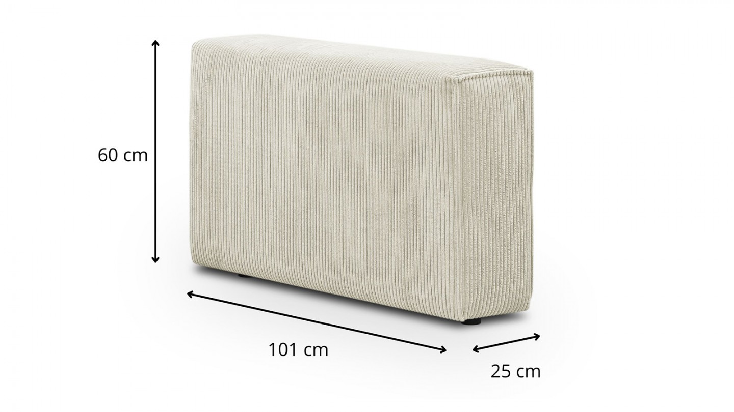 Canapé d'angle modulable 5 places en velours côtelé beige - Harper Mod