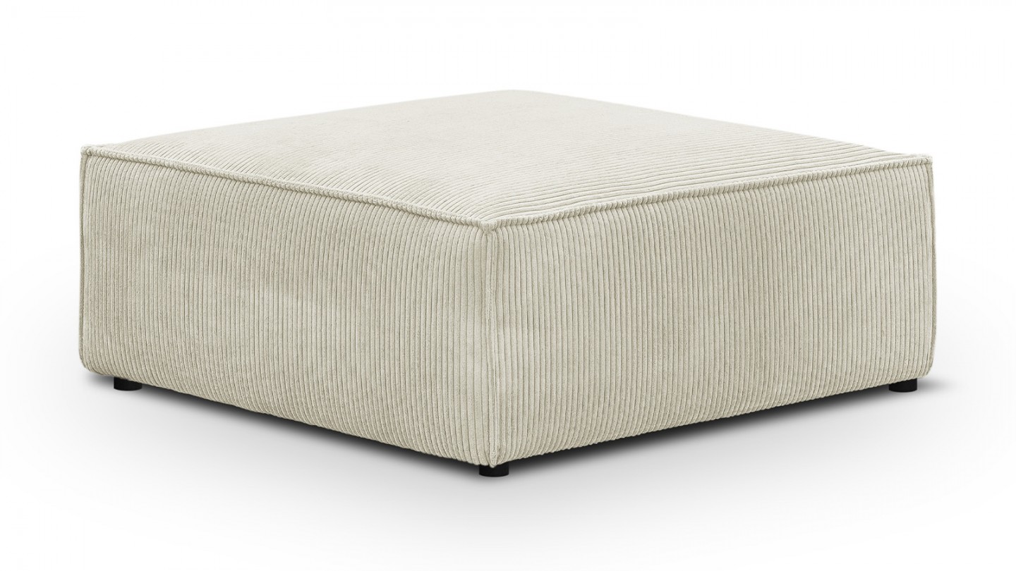 Canapé d'angle à gauche panoramique modulable convertible 10 places avec pouf en velours côtelé beige - Harper Mod