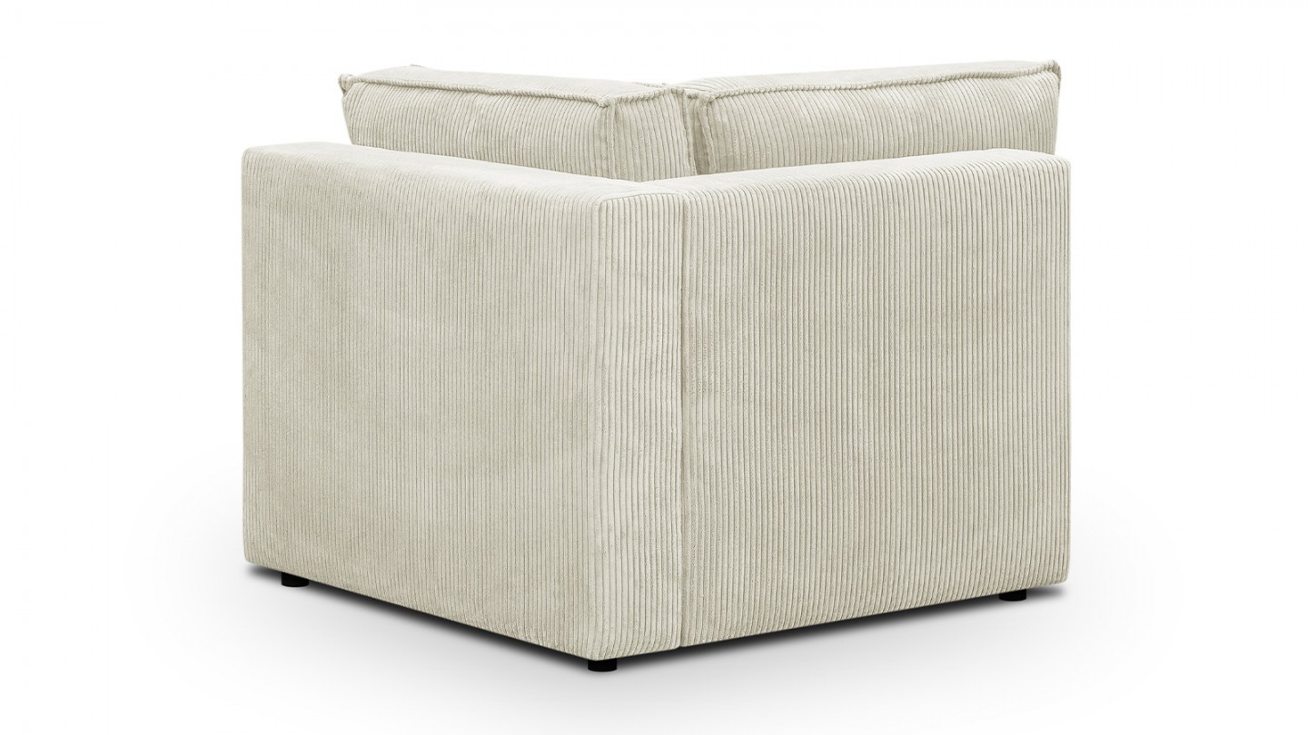 Canapé d'angle à droite panoramique modulable convertible 10 places avec pouf en velours côtelé beige - Harper Mod