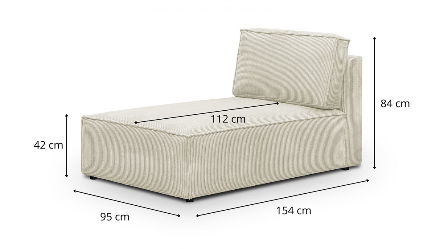 Canapé d'angle à droite panoramique modulable convertible 10 places avec pouf en velours côtelé beige - Harper Mod