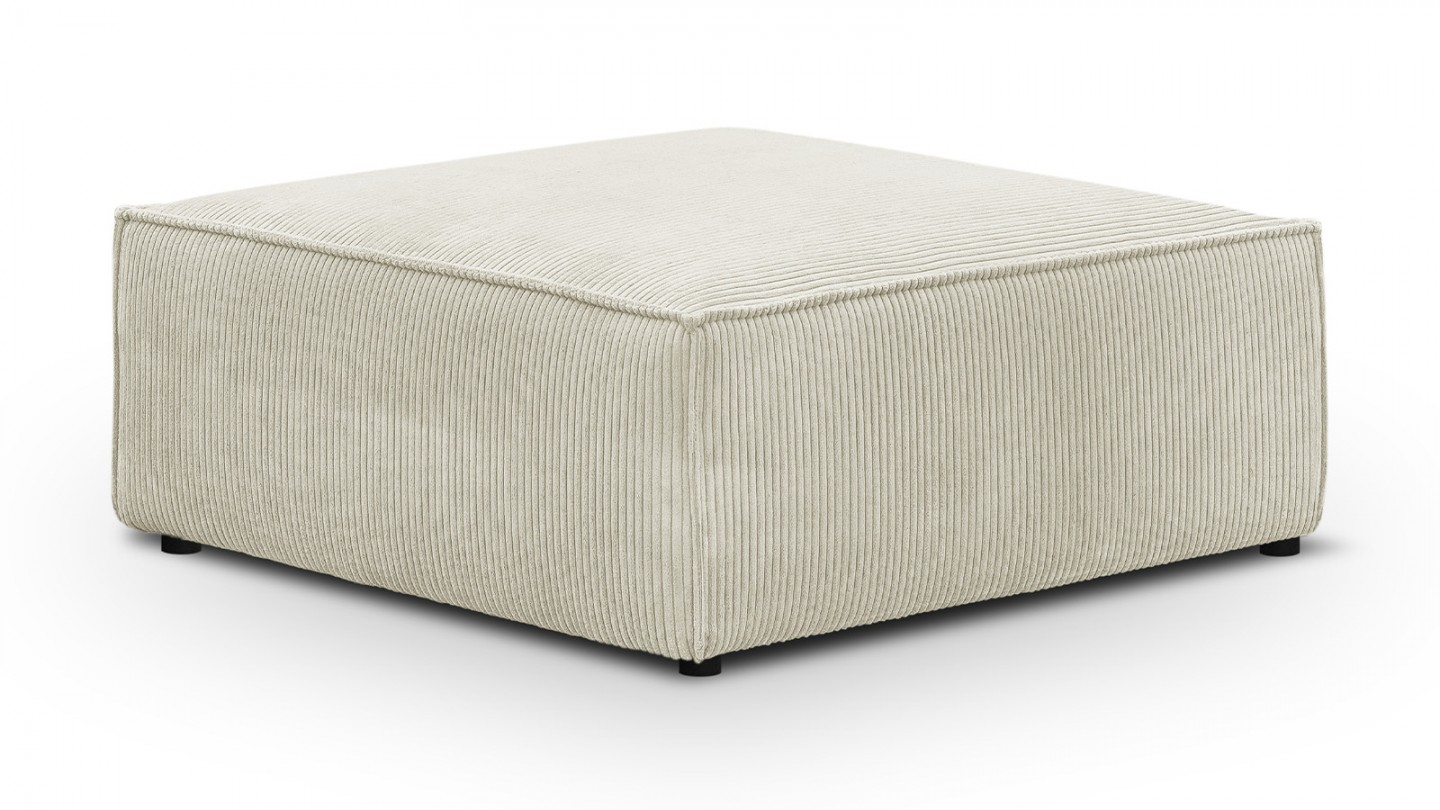 Canapé d'angle à gauche modulable 8 places avec pouf en velours côtelé beige - Harper Mod