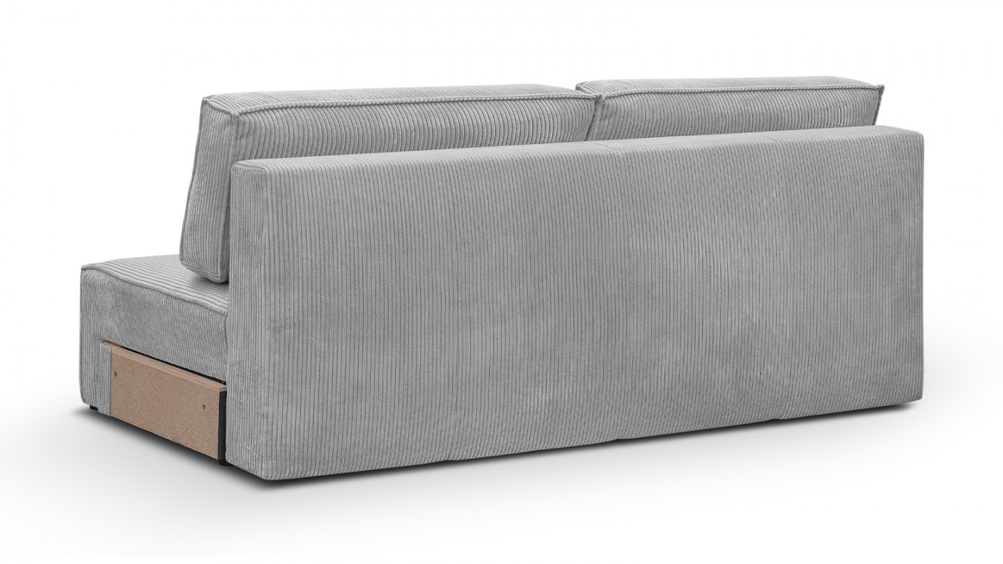 Canapé d'angle modulable convertible 7 places avec coffre de rangement en velours côtelé gris clair - Harper Mod