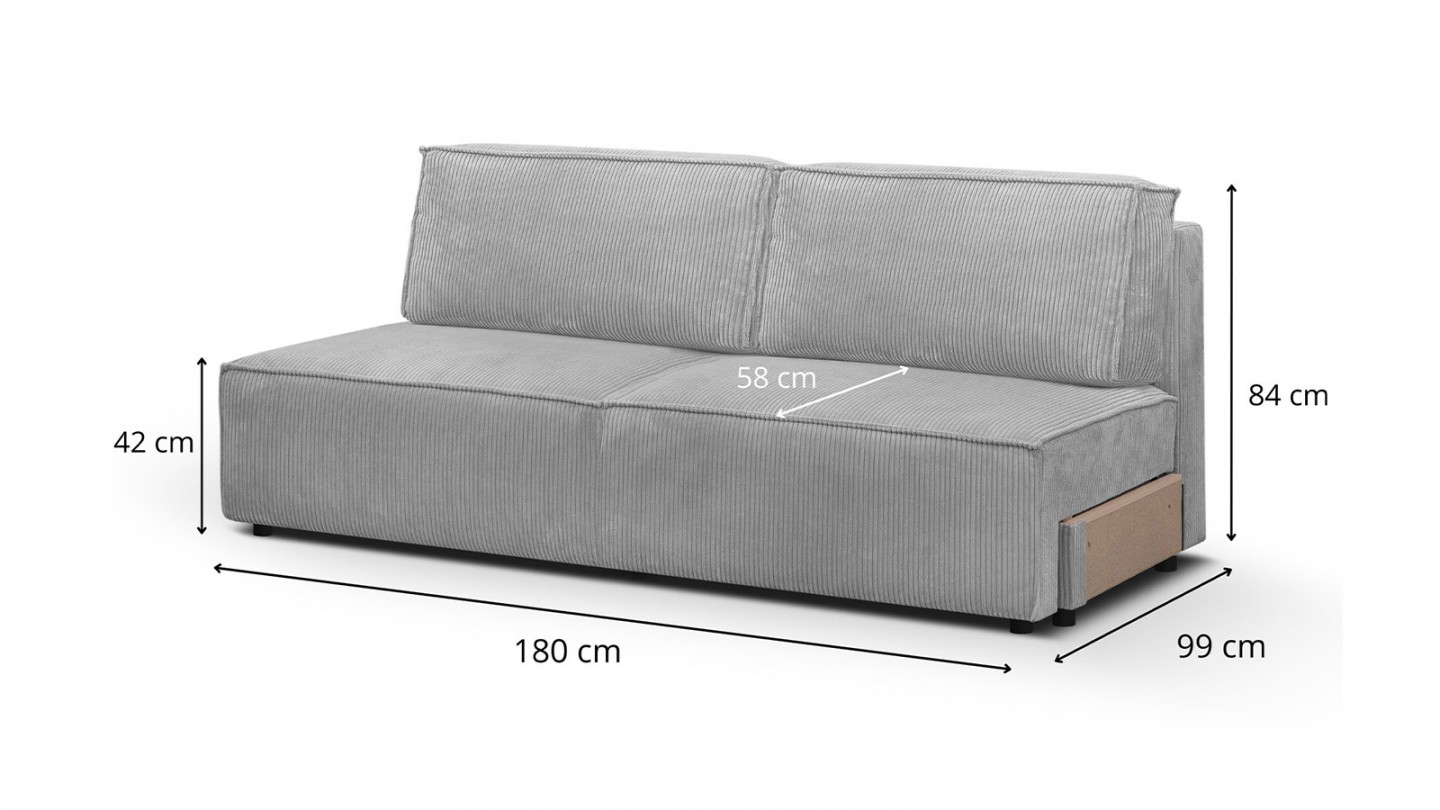 Canapé d'angle à droite panoramique modulable convertible 10 places avec pouf en velours côtelé gris clair - Harper Mod