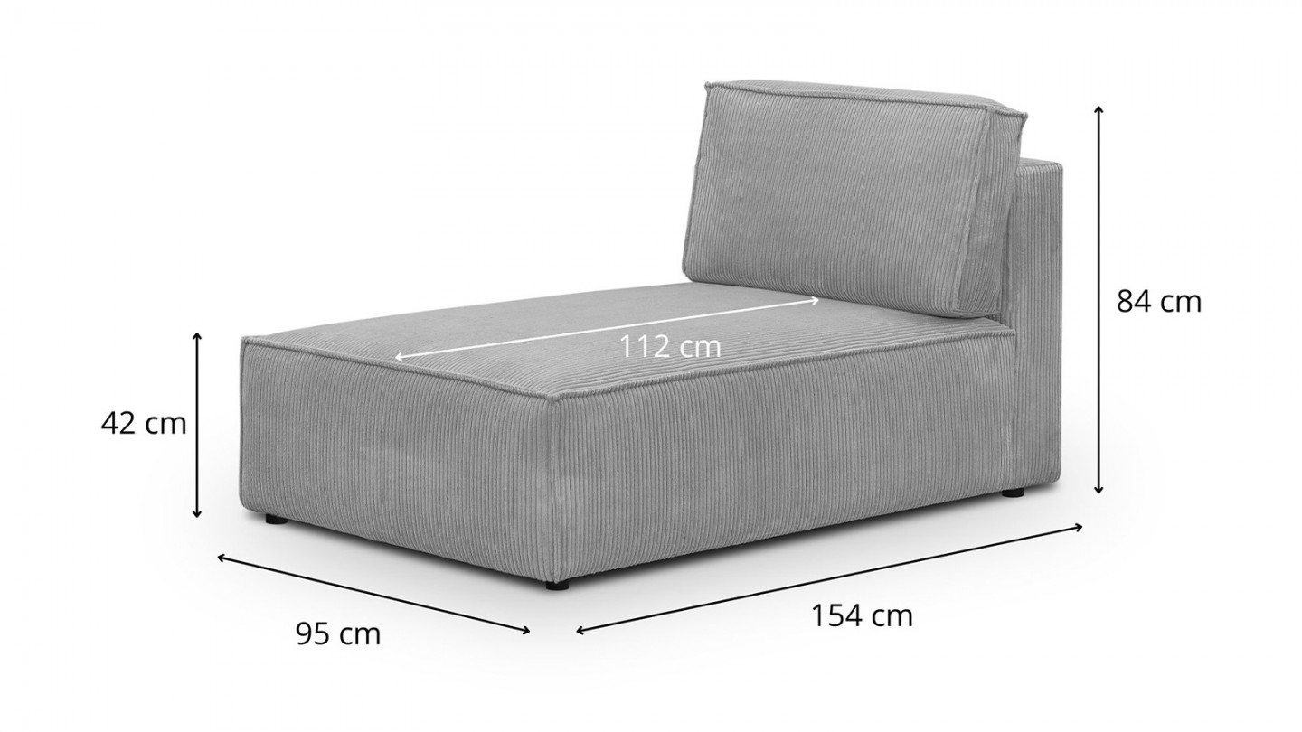 Canapé d'angle à gauche panoramique convertible modulable 8 places avec 2 poufs en velours côtelé gris clair - Harper Mod