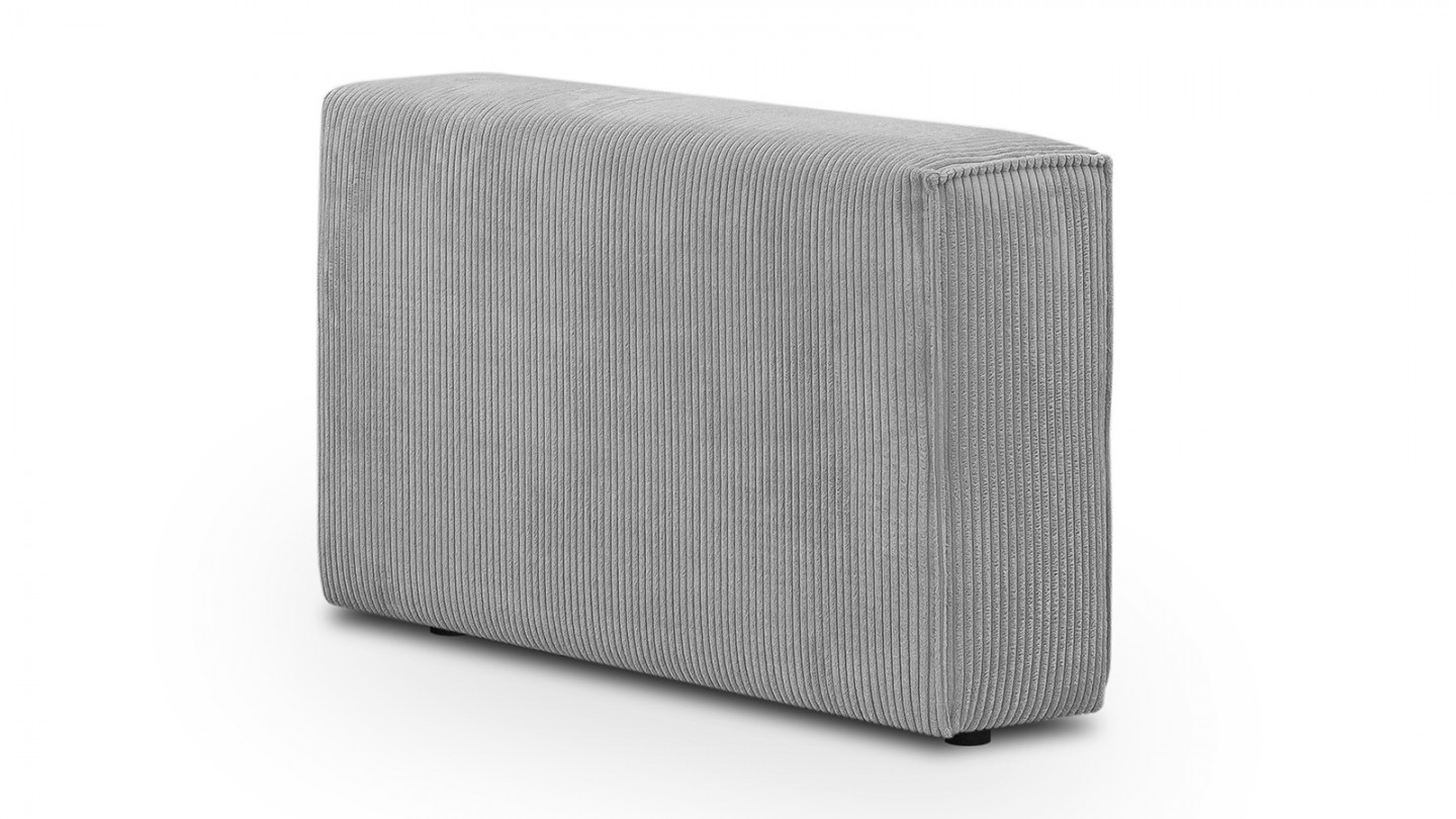 Canapé d'angle à droite panoramique convertible modulable 8 places avec pouf en velours côtelé gris clair - Harper Mod