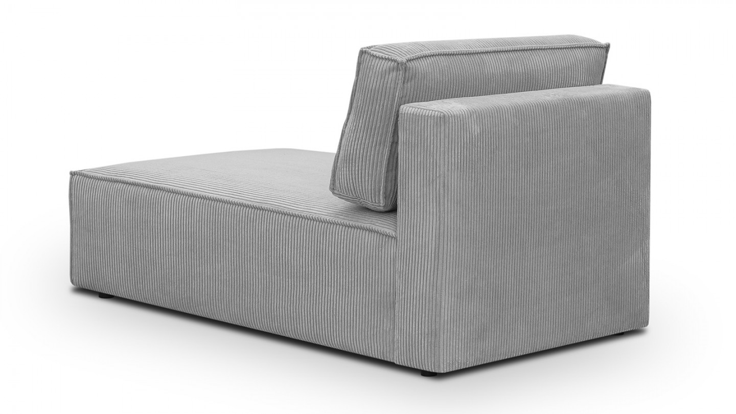 Canapé d'angle à gauche panoramique convertible modulable 8 places avec pouf en velours côtelé gris clair - Harper Mod