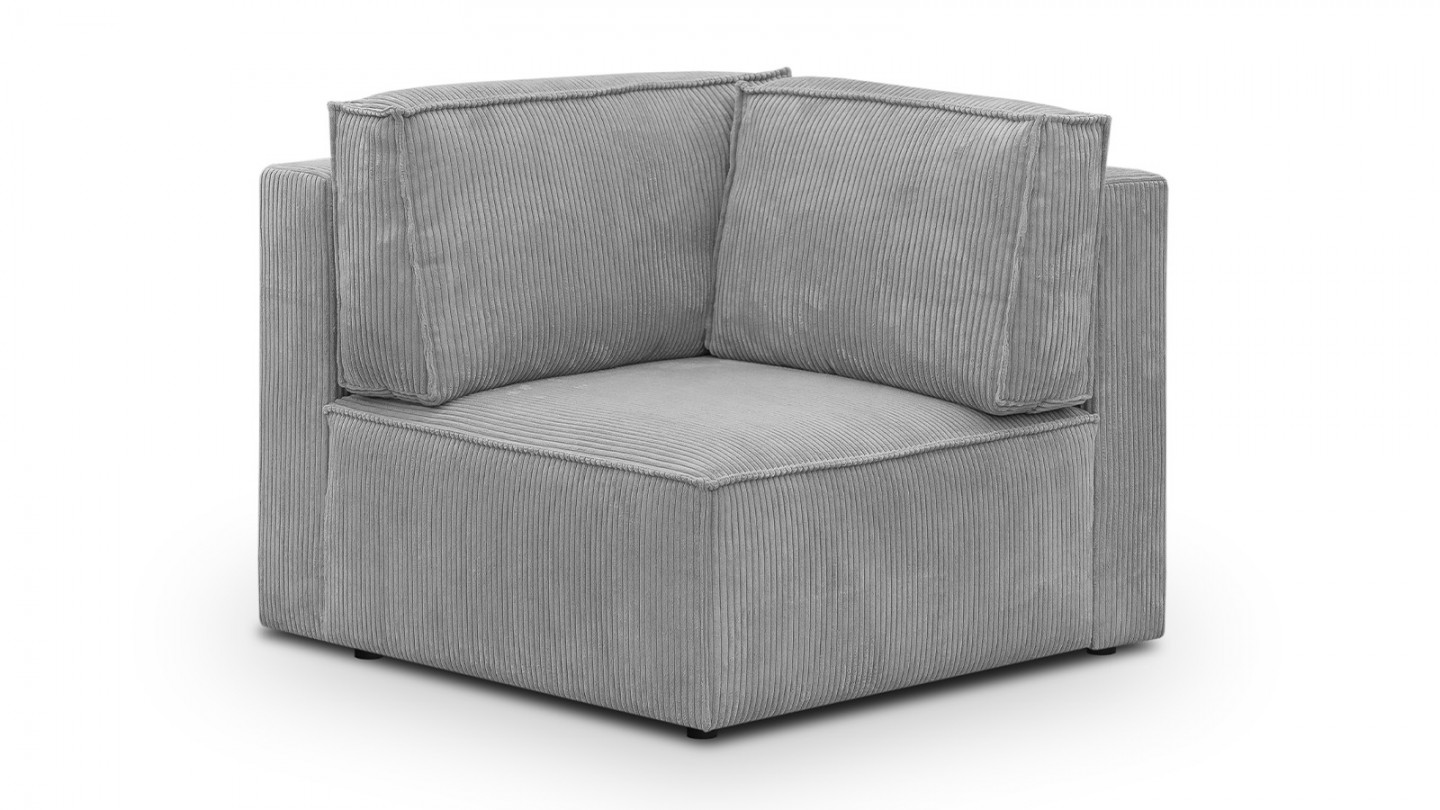 Module d'angle à droite en velours côtelé gris clair - Harper Mod
