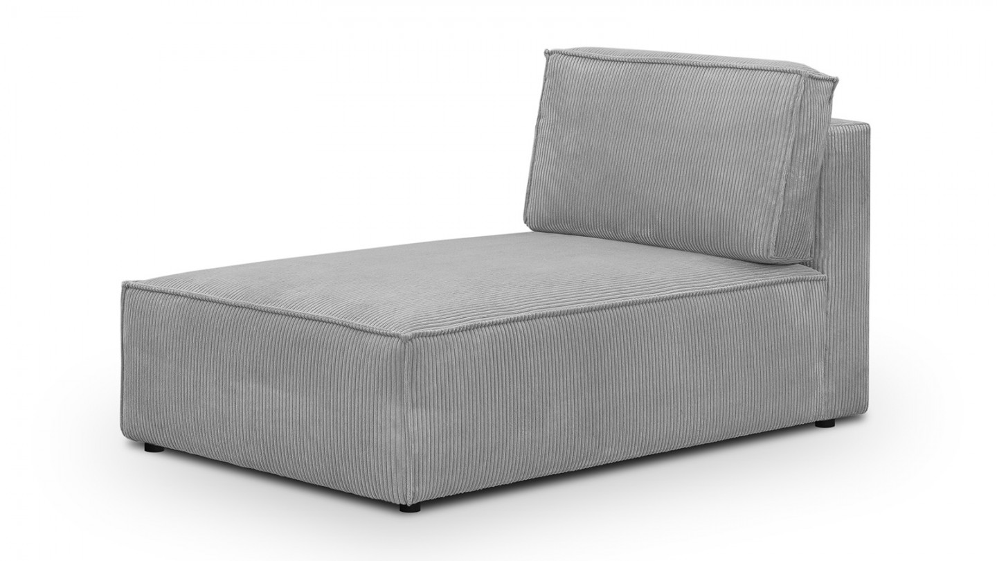 Méridienne modulable en velours côtelé gris clair - Harper Mod