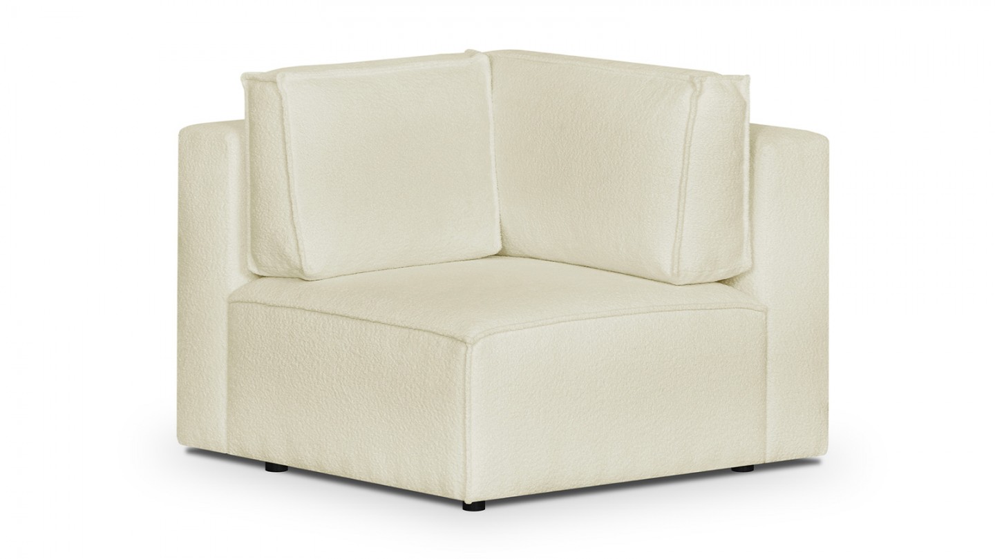 Module d'angle à gauche en tissu bouclette écru - Harper Mod