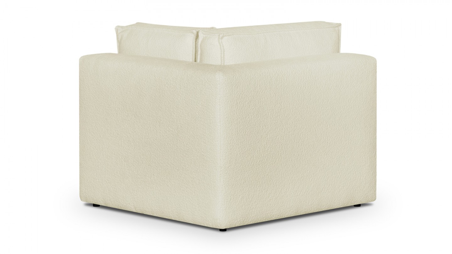 Module d'angle à droite en tissu bouclette écru - Harper Mod