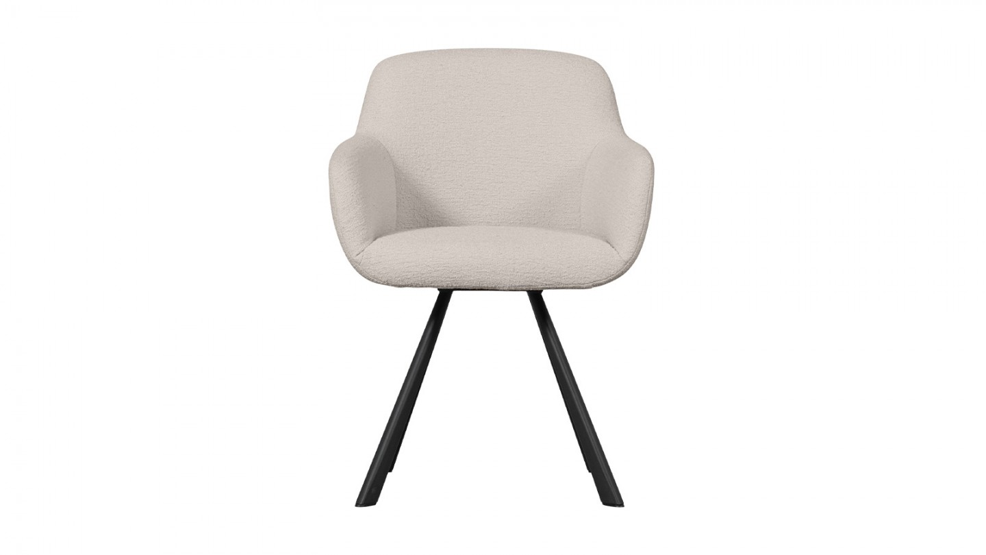 Fauteuil de table en tissu bouclé écru - Juno